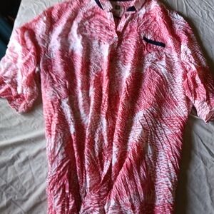 Women's Casual Red Button Down Shirt